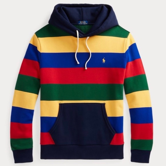 Polo Ralph Lauren Other - Polo Ralph Lauren Men's Multicolor Bold Striped Cotton Fleece Lined Hoodie sz M